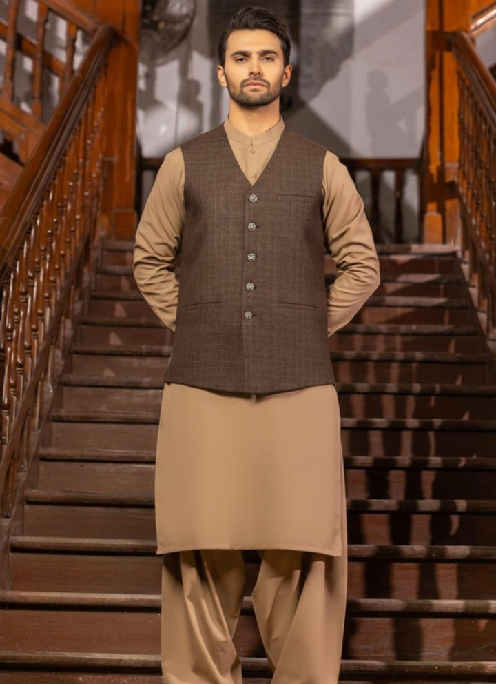 V Neck texture Waistcoat