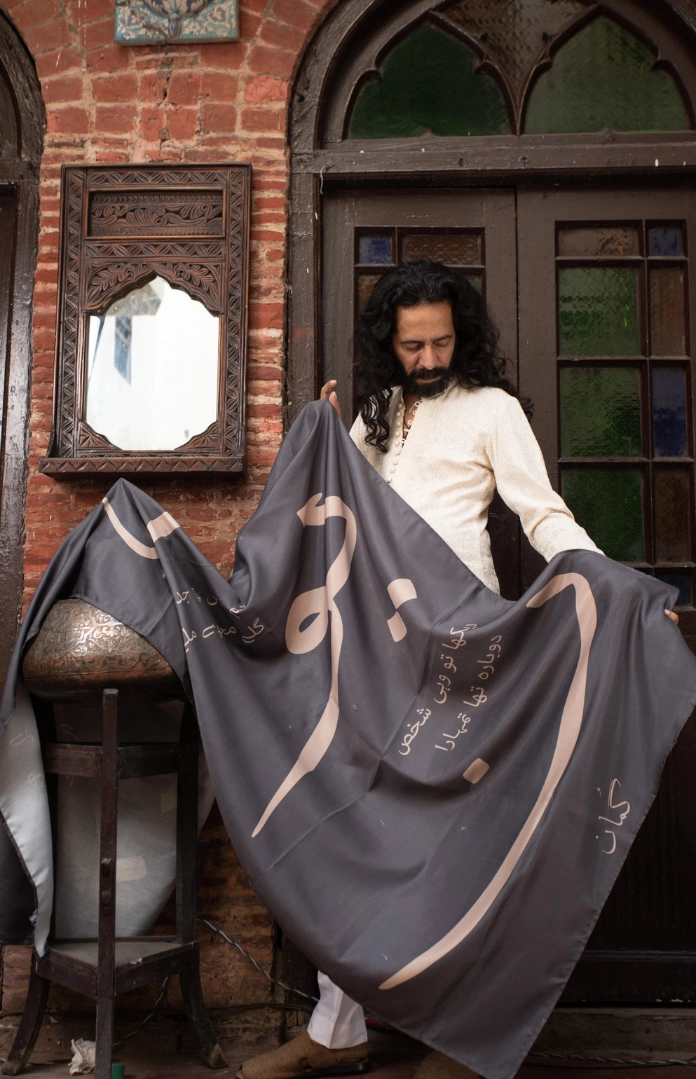 Shawl زریون - Calligraphy Fonts Dark Grey Shawl