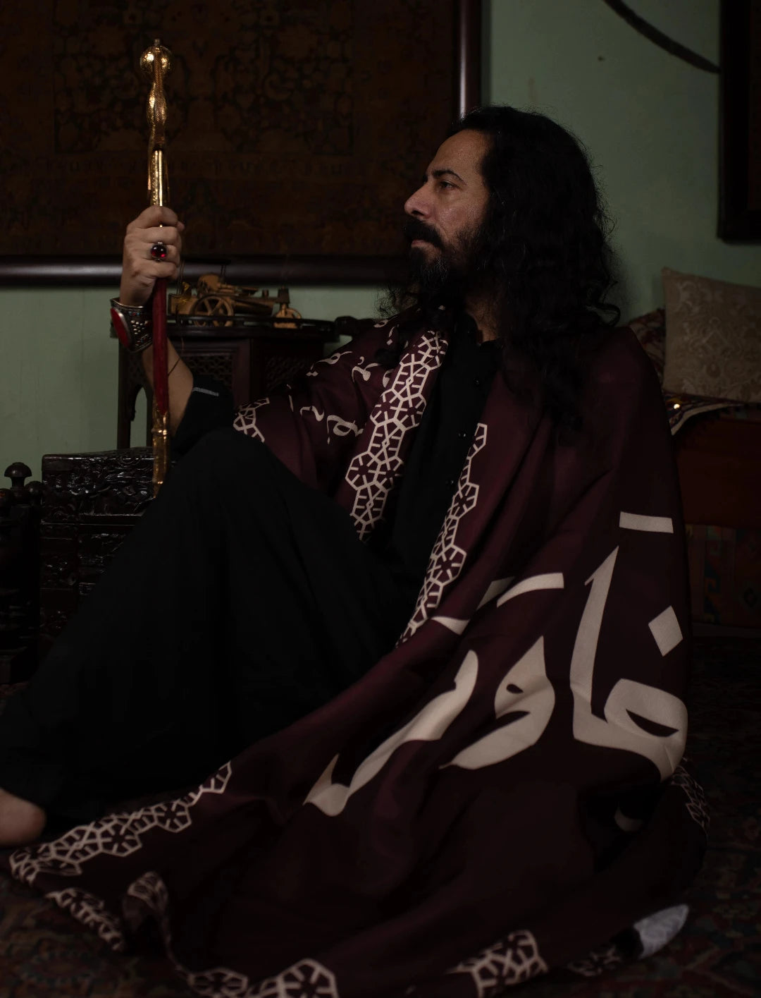 Shawl بَغاوَت - Calligraphy Fonts Maroon Shawl