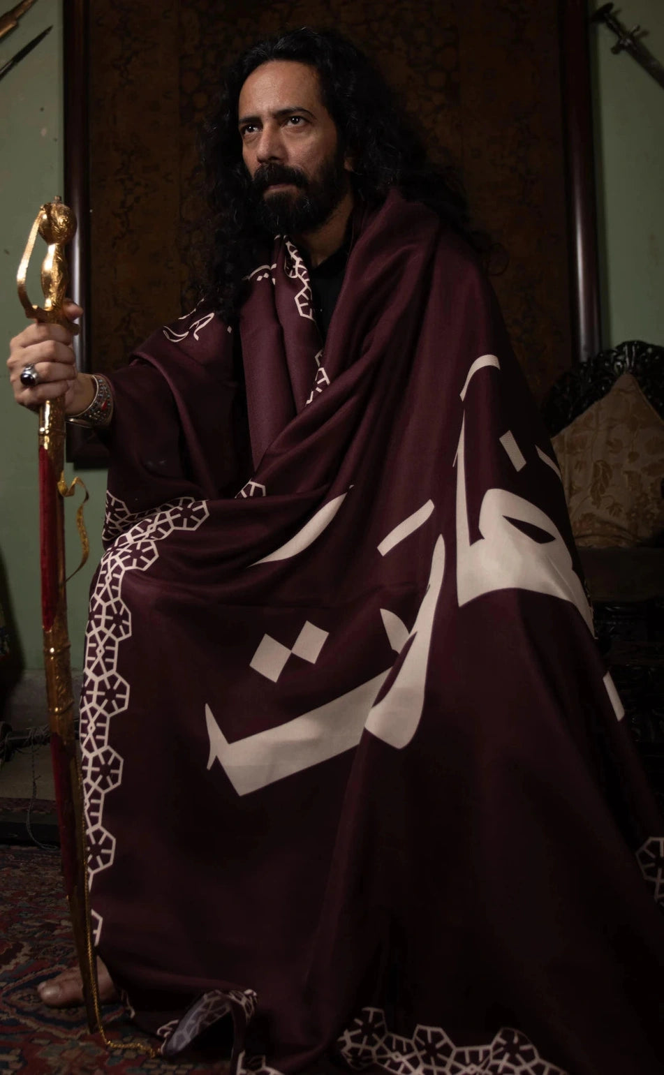 Shawl بَغاوَت - Calligraphy Fonts Maroon Shawl