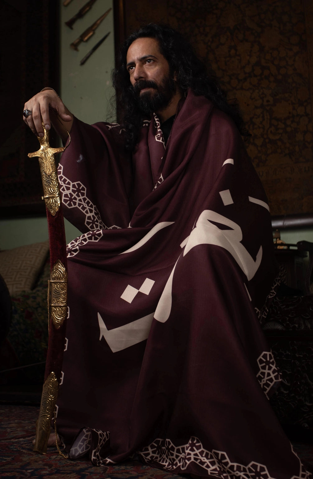 Shawl بَغاوَت - Calligraphy Fonts Maroon Shawl