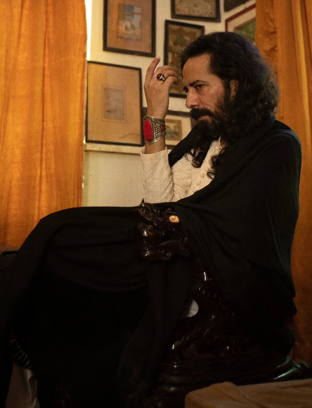 Black Wool Plain Shawl - Black Shawl