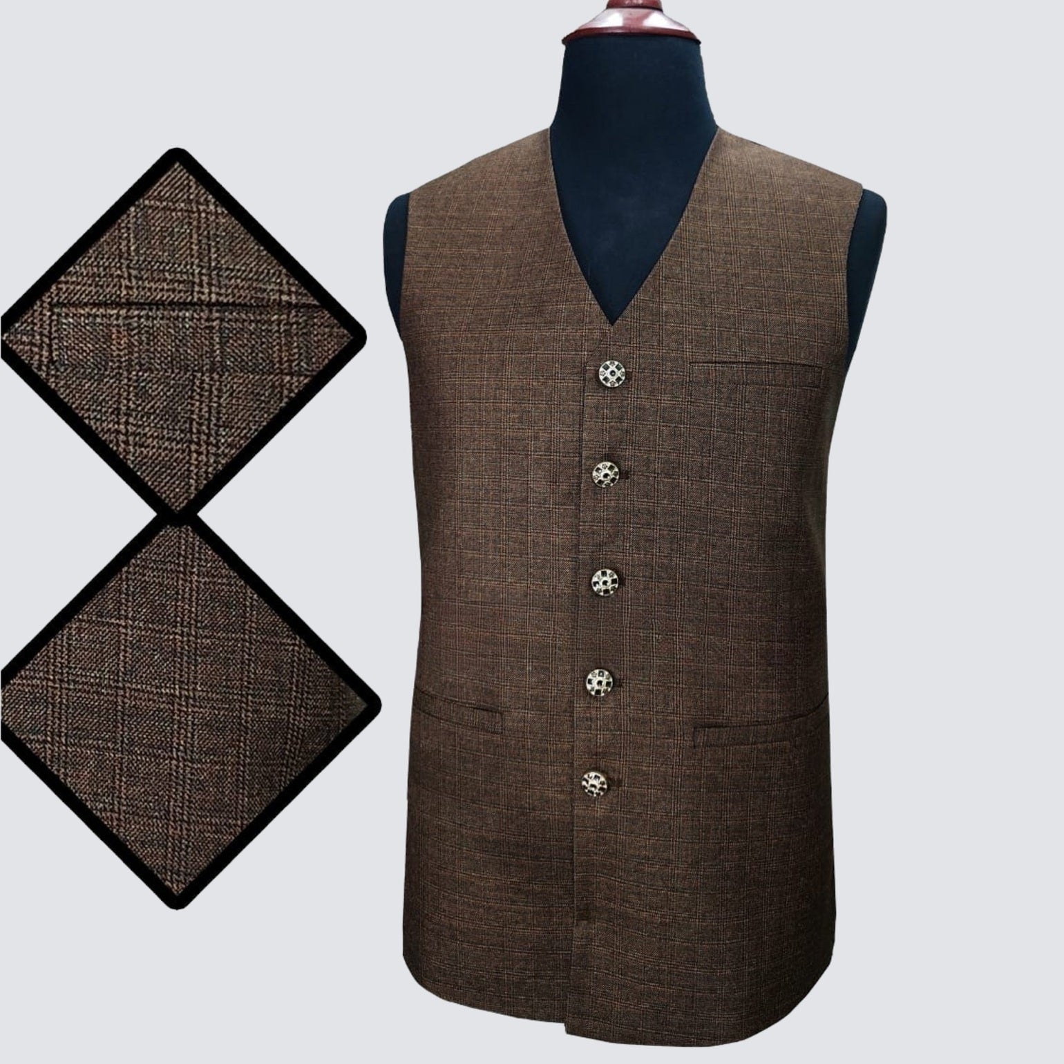 V Neck texture Waistcoat